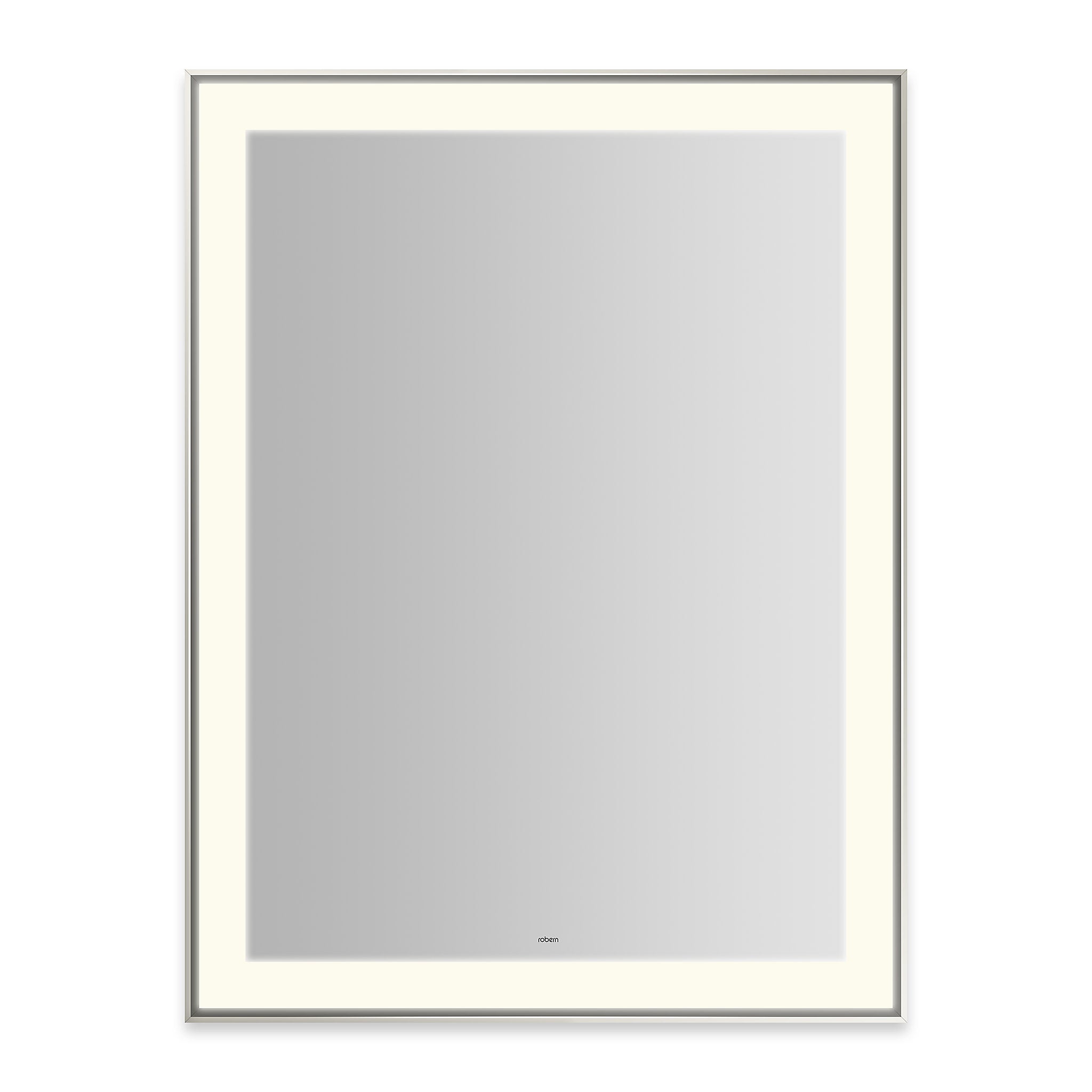 robern YM3141RPSMD3K76 Sculpt Lighted Mirror, 31 x 41 x 2-1/4", Slim Museum Frame, Chrome, Perimeter Light Pattern, 2700K Color Temperature (Warm White), Dimmable, Defogger, Title 24 Compliant