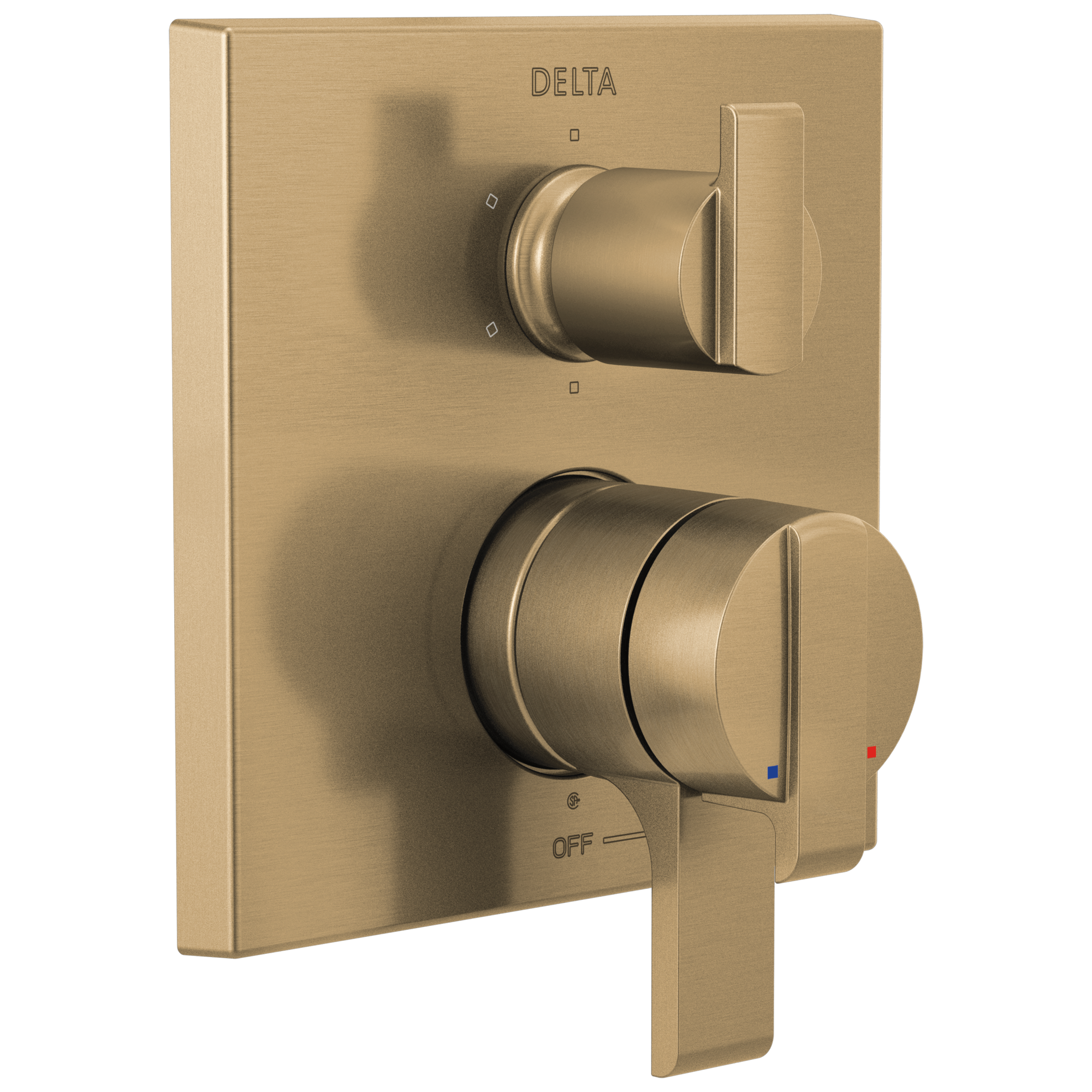 Delta Ara: Angular Modern Monitor 17 Series Valve Trim with 6-Setting Integrated Diverter