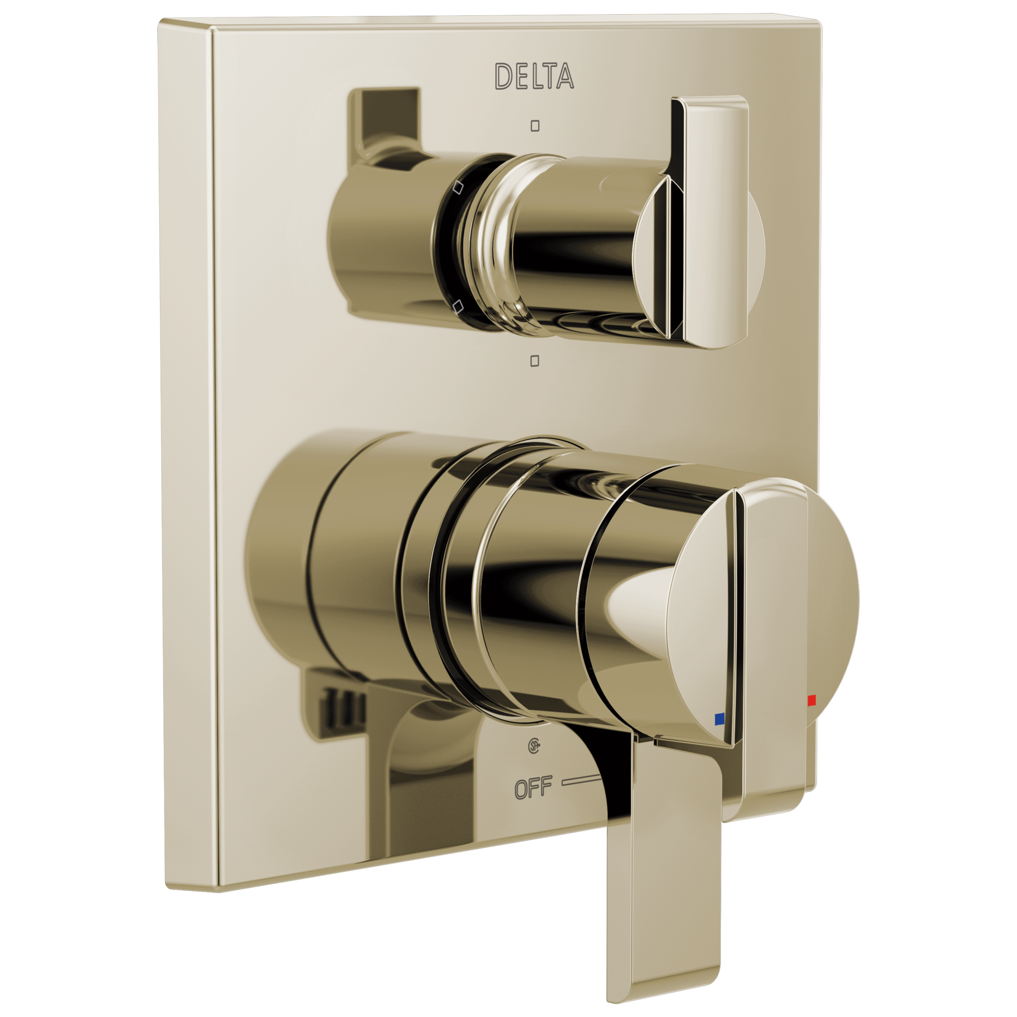 Delta Ara: Angular Modern Monitor 17 Series Valve Trim with 6-Setting Integrated Diverter