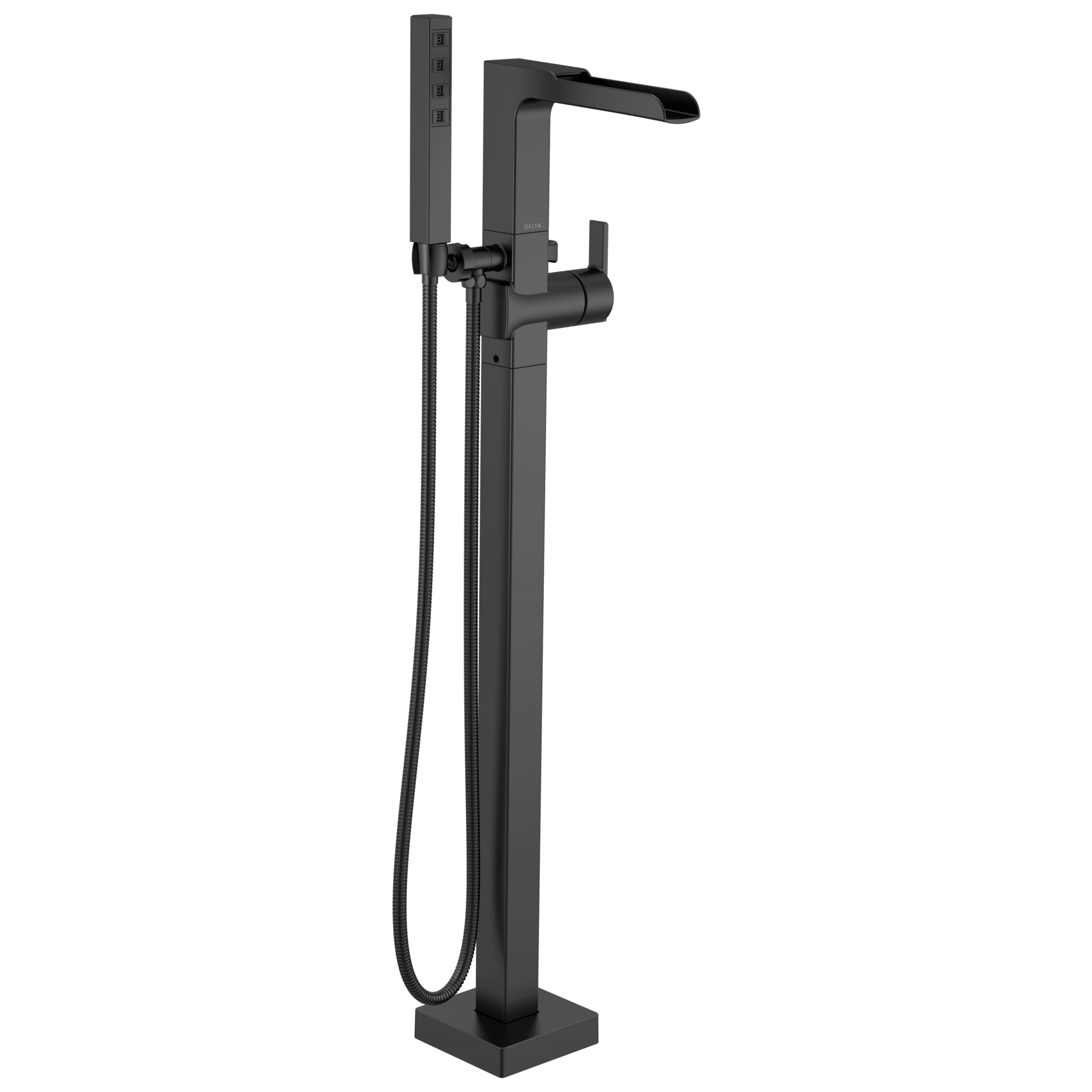 Delta Ara: Single Handle Floor Mount Channel Spout Tub Filler Trim with Hand Shower