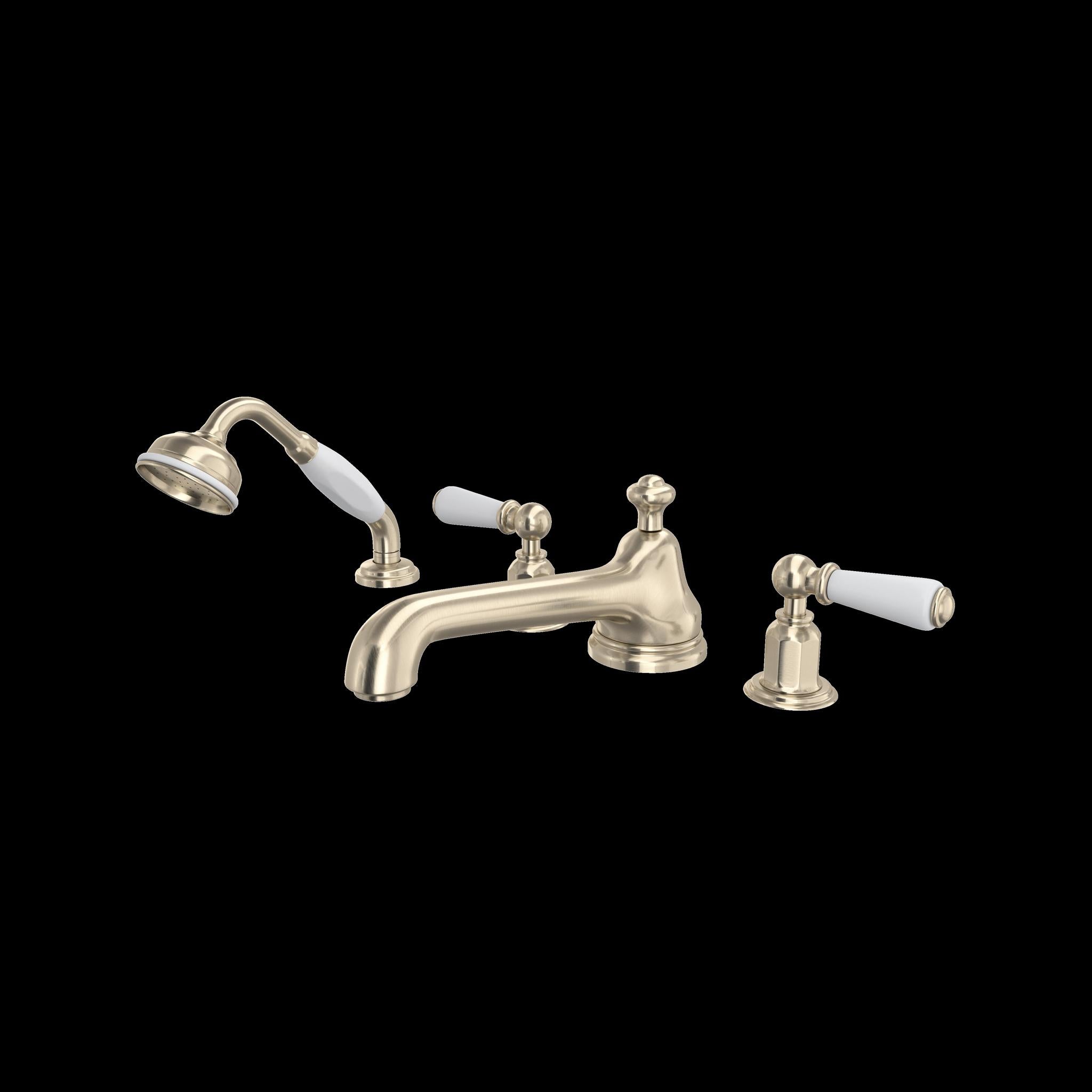 Perrin & Rowe U.3737 Edwardian 4-Hole Deck Mount Tub Filler with Low Spout
