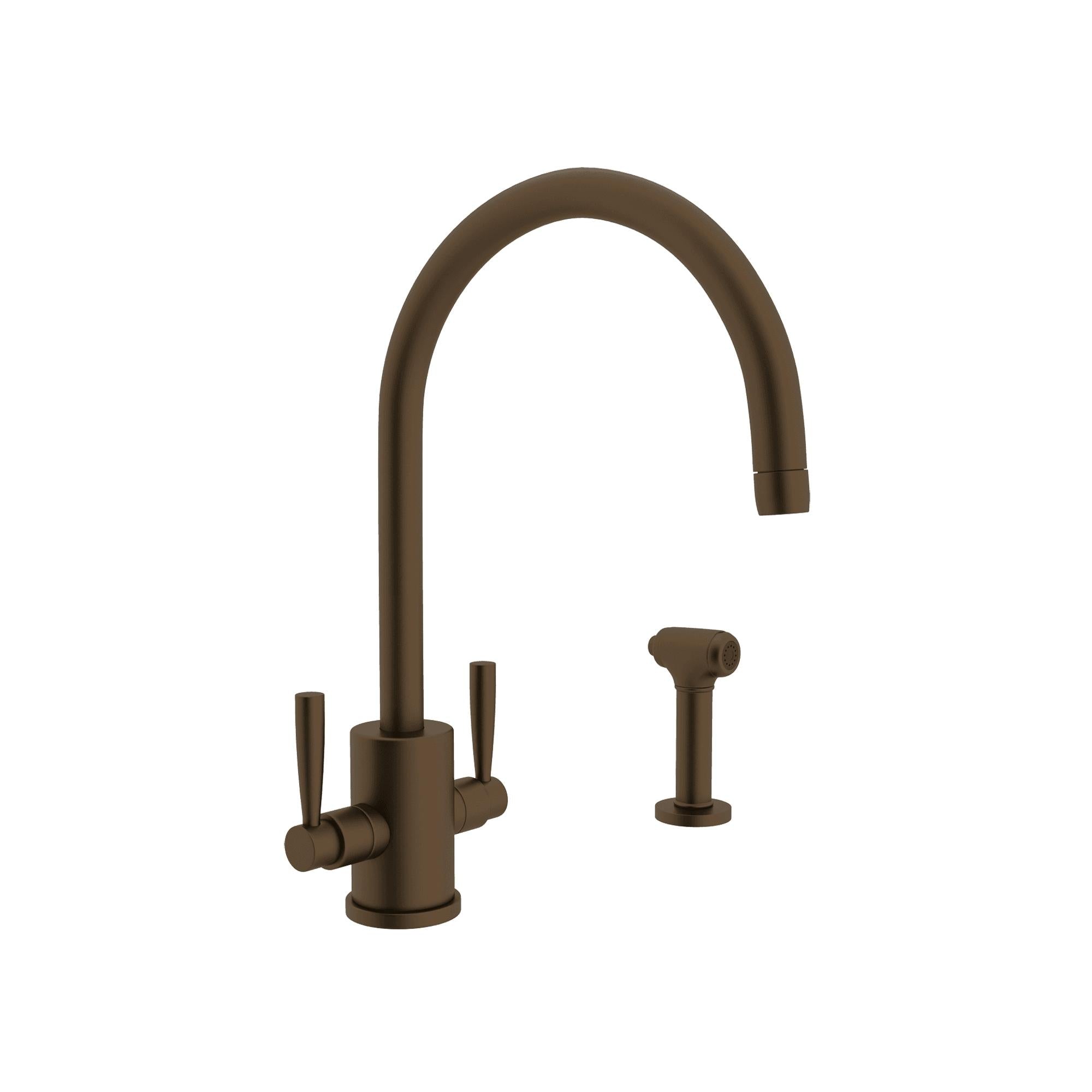 Perrin & Rowe U.4312 Holborn Two Handle Kitchen Faucet With C-Spout and Side Spray