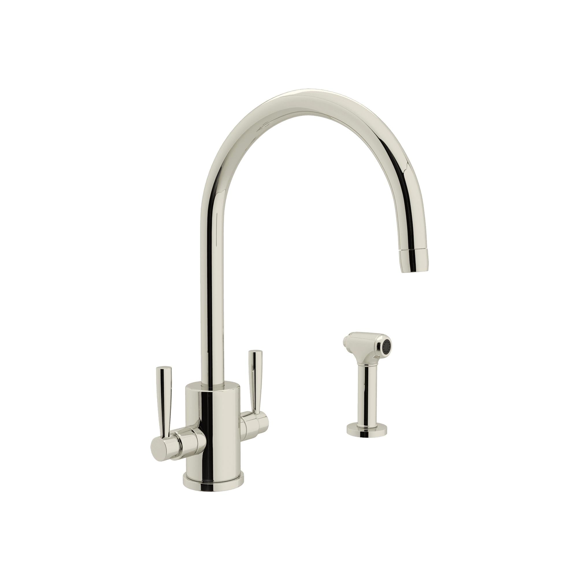 Perrin & Rowe U.4312 Holborn Two Handle Kitchen Faucet With C-Spout and Side Spray