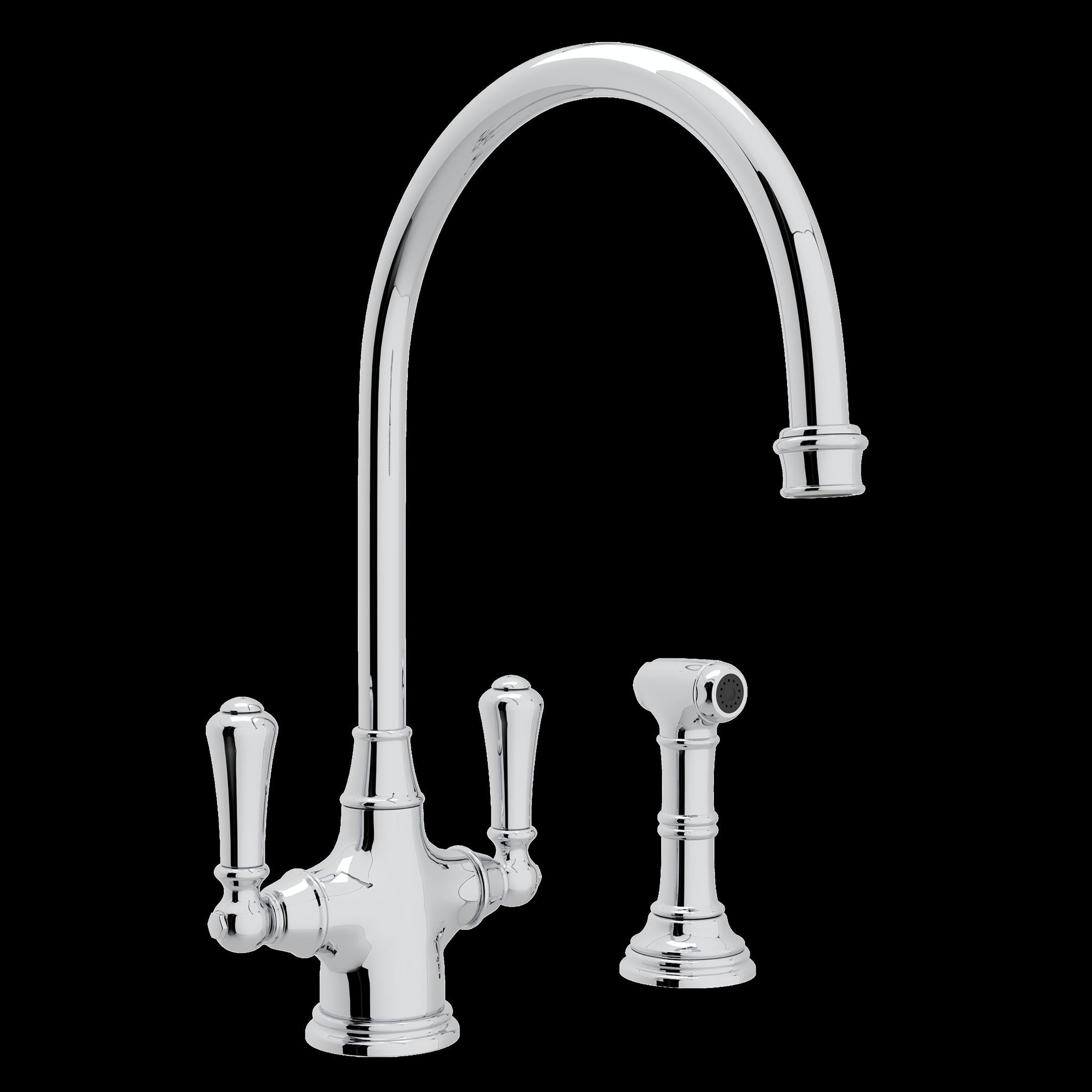 Perrin & Rowe U.4710 Georgian Era Two Handle Kitchen Faucet With Side Spray