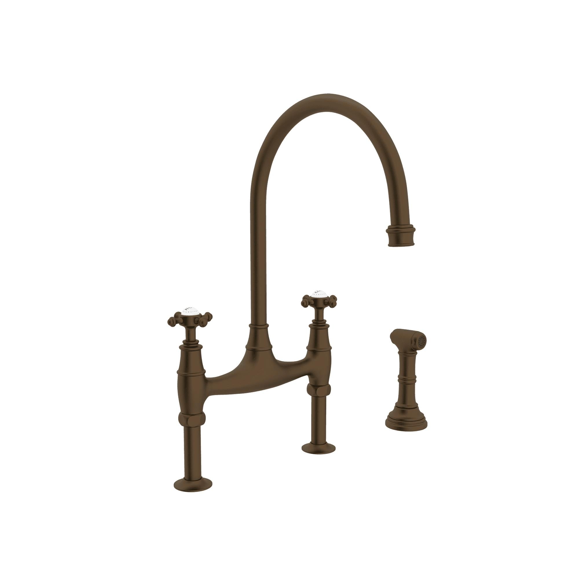 Perrin & Rowe U.4718 Georgian Era Bridge Kitchen Faucet With Side Spray