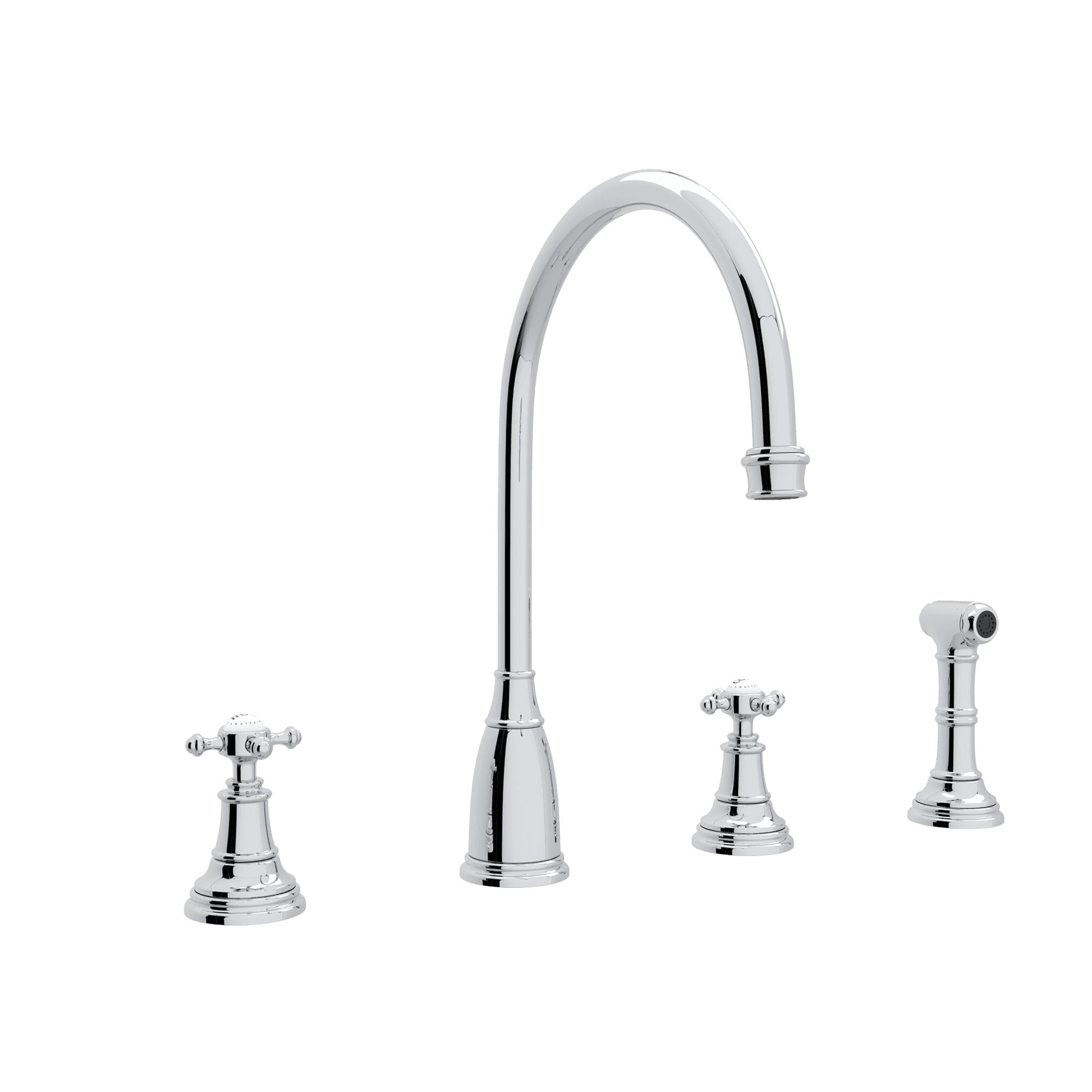 Perrin & Rowe U.4735 Georgian Era Two Handle Kitchen Faucet With Side Spray