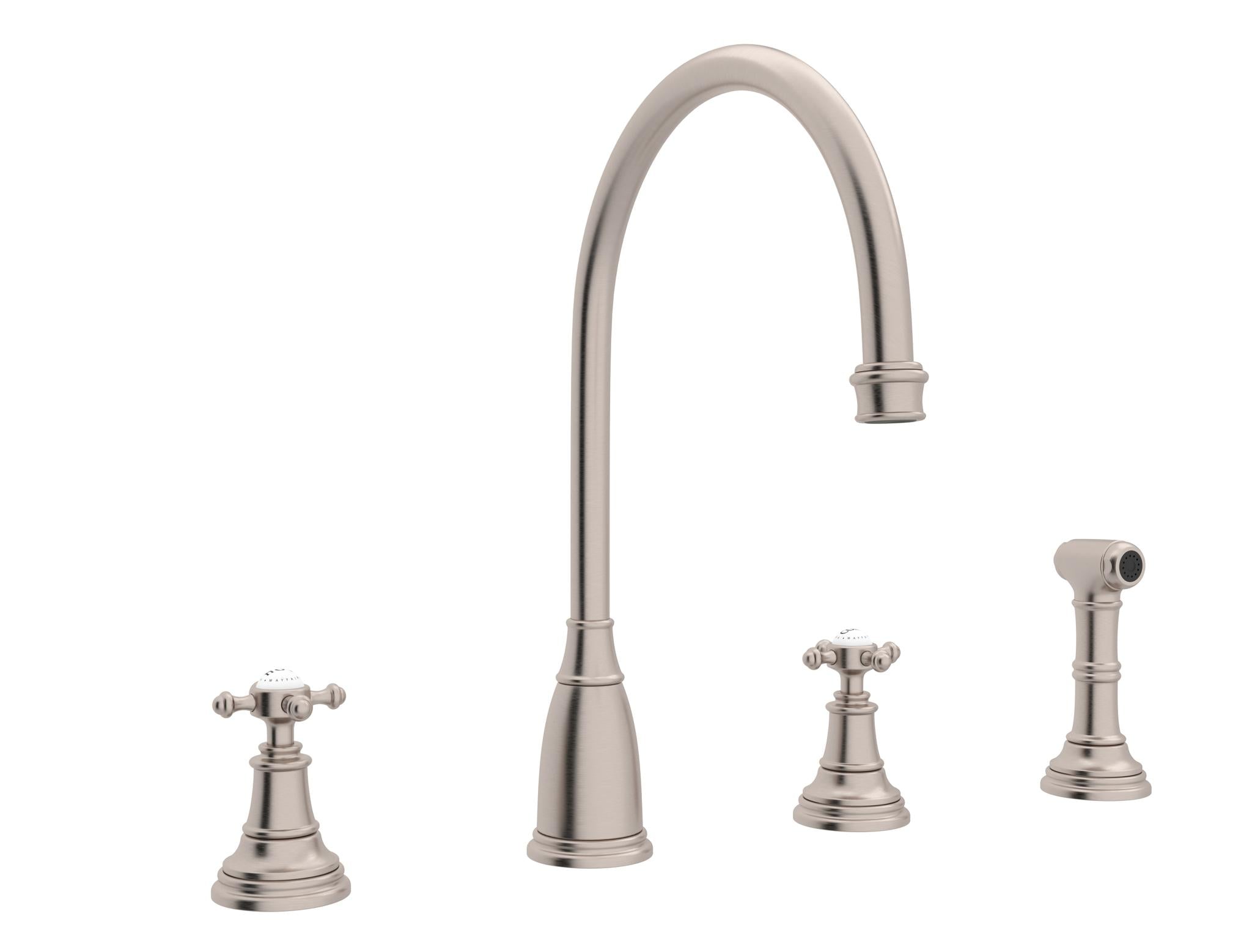 Perrin & Rowe U.4735 Georgian Era Two Handle Kitchen Faucet With Side Spray