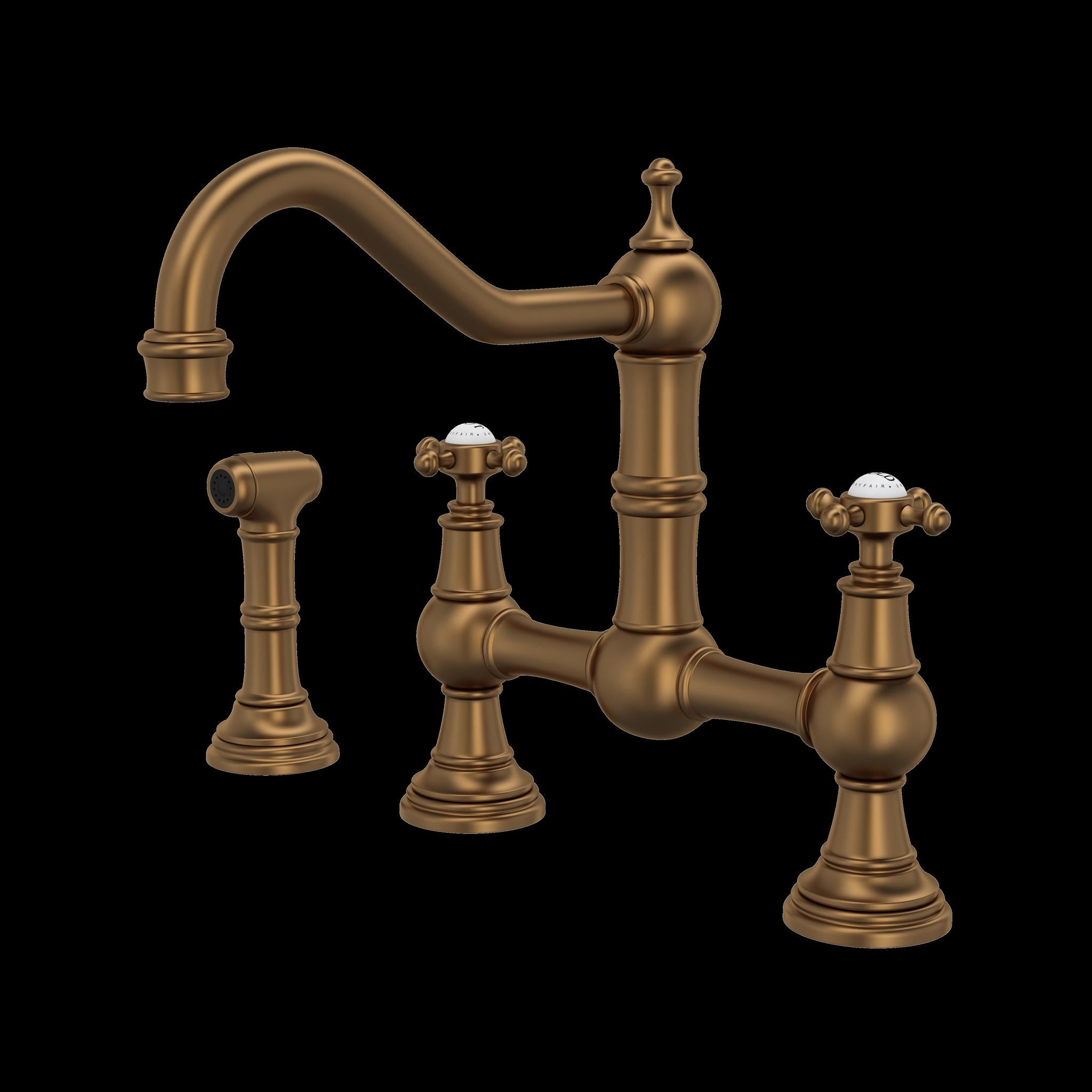 Perrin & Rowe U.4755 Edwardian Bridge Kitchen Faucet With Side Spray