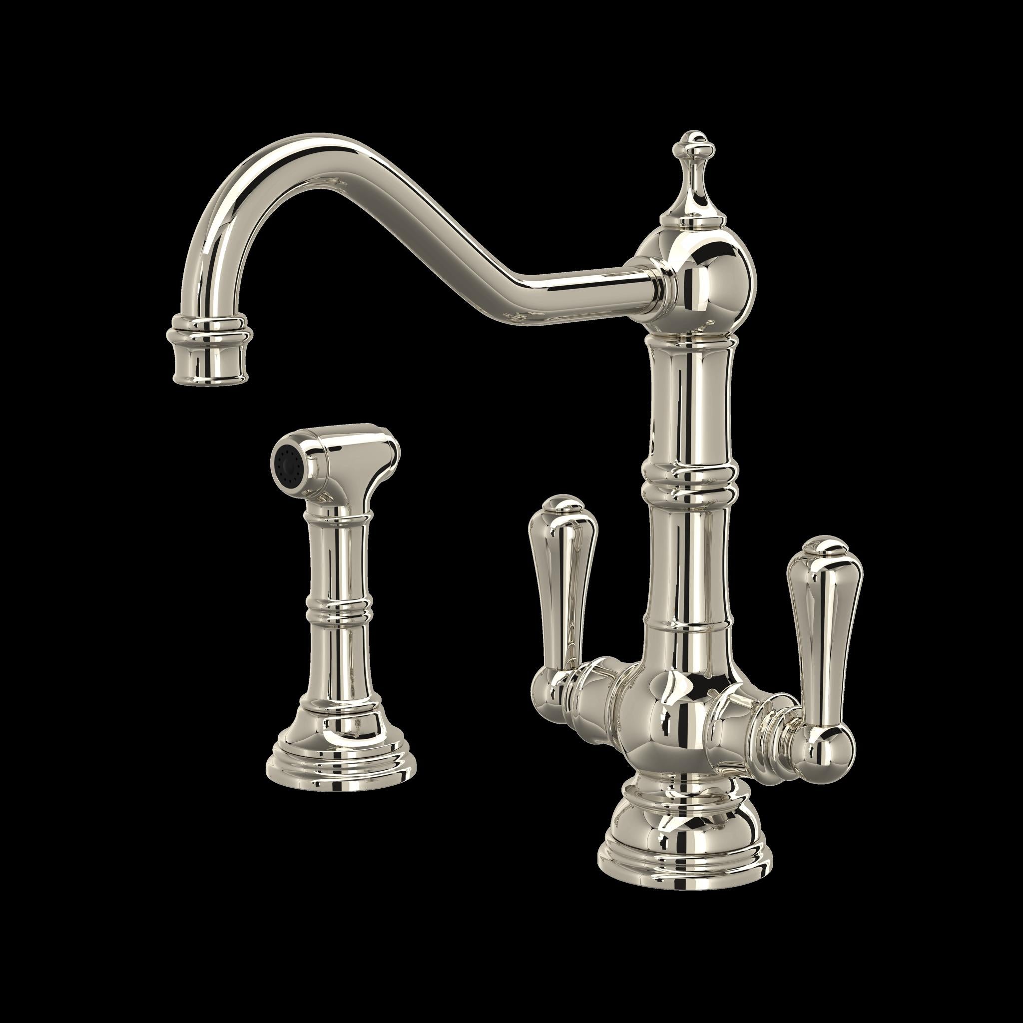 Perrin & Rowe U.4766 Edwardian Two Handle Kitchen Faucet With Side Spray