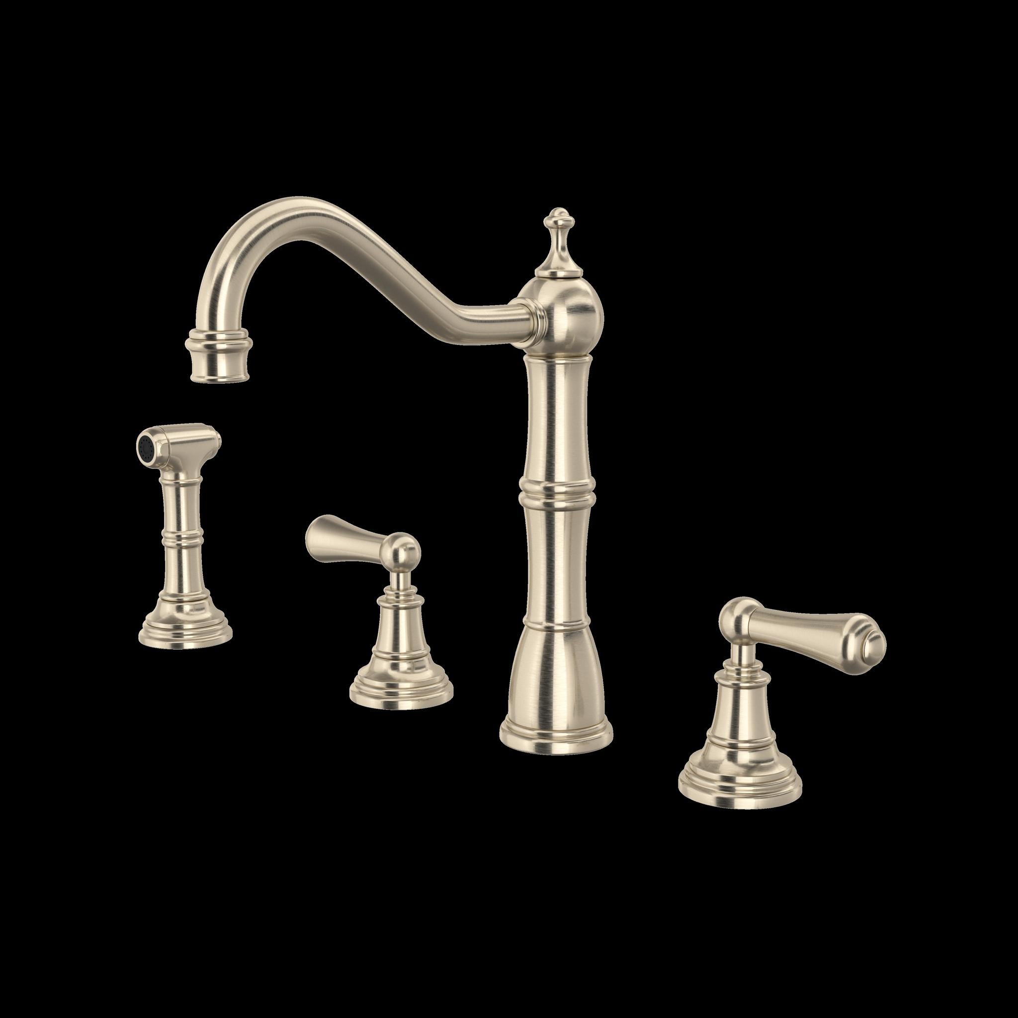 Perrin & Rowe U.4776 Edwardian Two Handle Kitchen Faucet With Side Spray