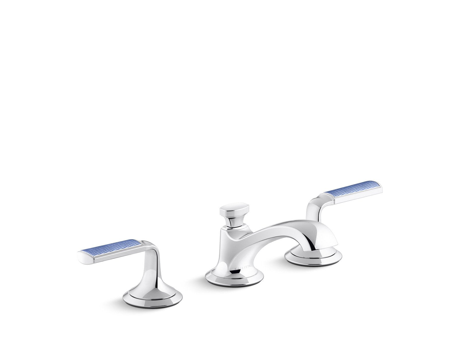 Kallista P25054-CBW-CP Script Sink Faucet, Low Spout, Celeste Blue Wave Enamel Lever Handles