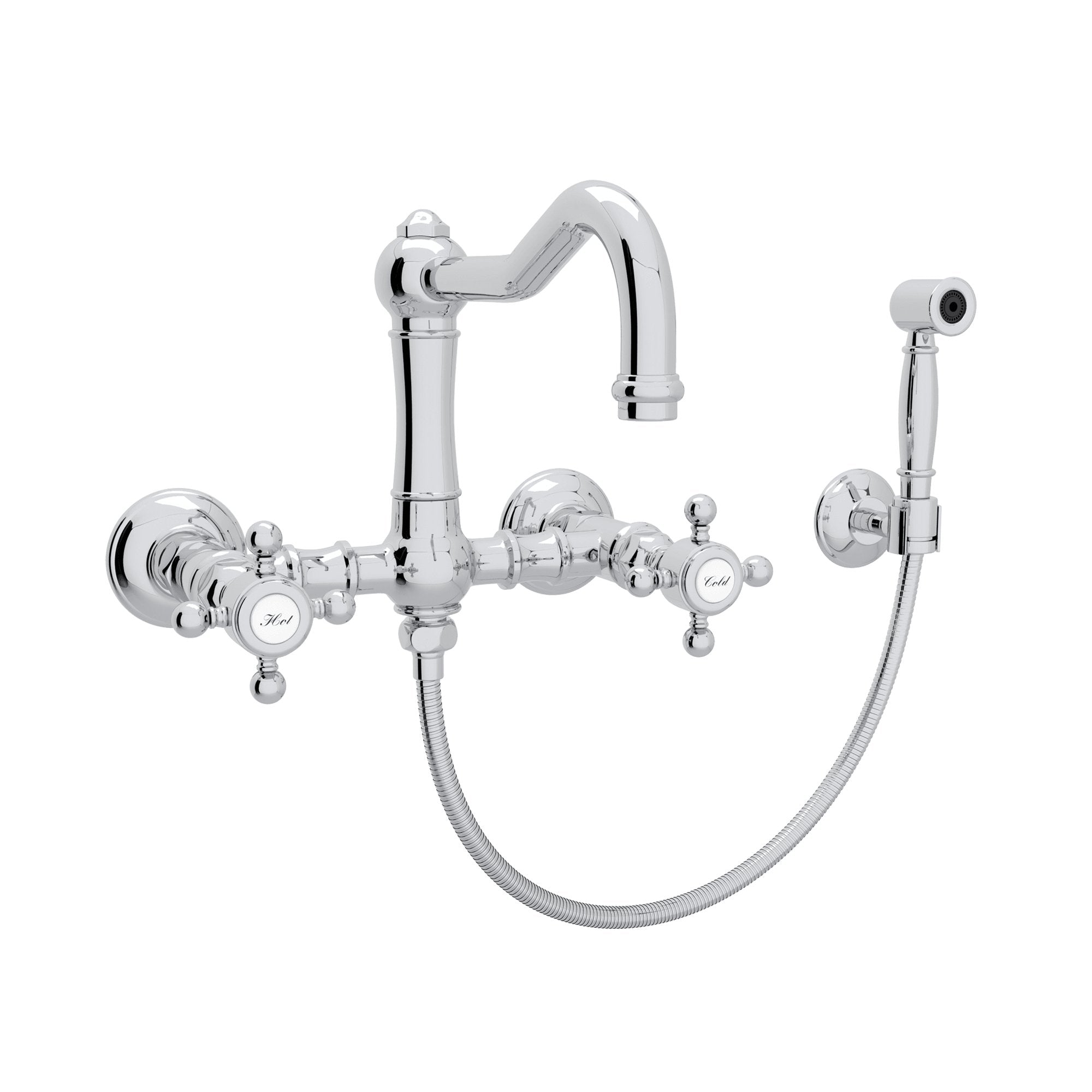 ROHL A1456WS Acqui Wall Mount Bridge Kitchen Faucet With Sidespray And Column Spout