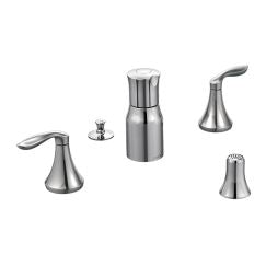 Moen T5220 Eva Collection Two Handle Bidet Faucet with Metal Waste Assembly