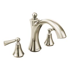 Moen T653 Wynford Two Handle Deck Mount High-Arc Roman Tub Faucet Trim Kit with Lever Handles