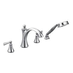 Moen T654 Wynford Two Handle Deck Mount Roman Tub Faucet with Handshower