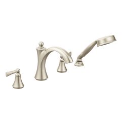 Moen T654 Wynford Two Handle Deck Mount Roman Tub Faucet with Handshower