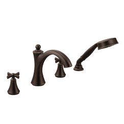 Moen T658 Wynford Two Handle Diverter Roman Tub Faucet Includes Hand Shower