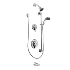 Moen T8343EP15 Posi-Temp Pressure Balanced Tub and Shower Trim with 1.5 GPM Hand Shower, Slide Bar and Tub Spout