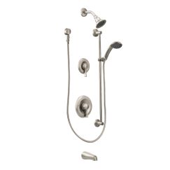 Moen T8343EP15 Posi-Temp Pressure Balanced Tub and Shower Trim with 1.5 GPM Hand Shower, Slide Bar and Tub Spout