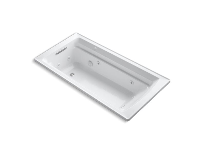 KOHLER K-1124-H Archer 72" x 36" drop-in whirlpool bath with end drain and heater