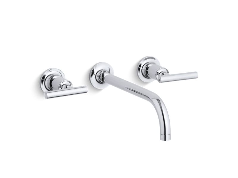 KOHLER K-T14414-4 Purist Widespread wall-mount bathroom sink faucet trim with lever handles, 1.2 gpm