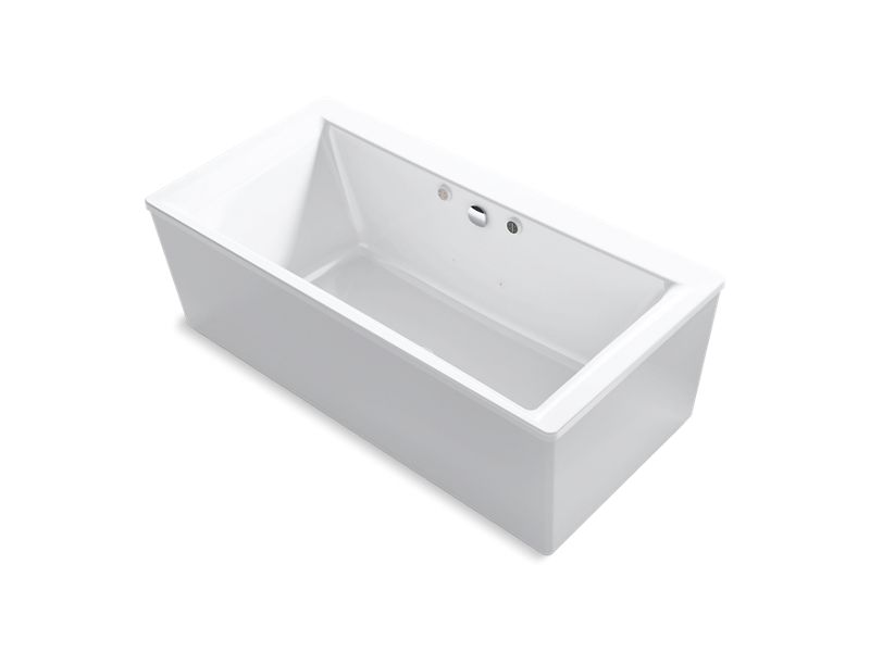 KOHLER K-1958-GHW Stargaze 72" x 36-1/4" freestanding Heated BubbleMassage air bath with Bask heated surface and straight shroud
