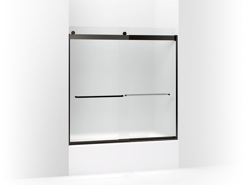 KOHLER K-706006-D3 Levity Sliding bath door, 59-3/4" H x 56-5/8 - 59-5/8" W, with 1/4" thick Frosted glass