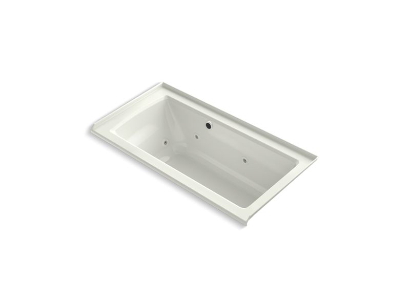 KOHLER K-1947-RW Archer 60" x 30" alcove whirlpool bath with Bask heated surface, integral flange, and right-hand drain