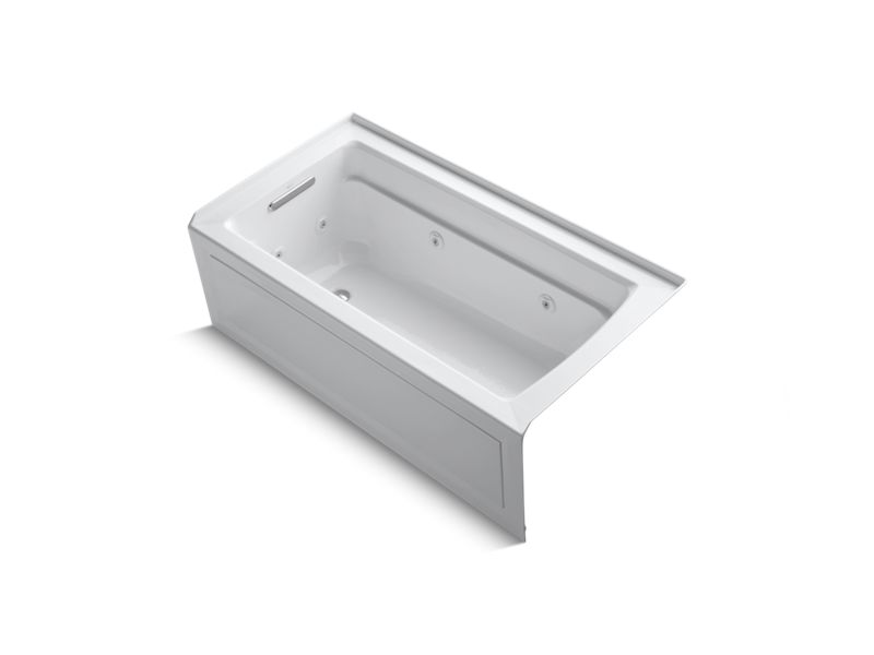 KOHLER K-1122-HL Archer 60" x 32" alcove whirlpool bath with integral apron, left-hand drain and heater