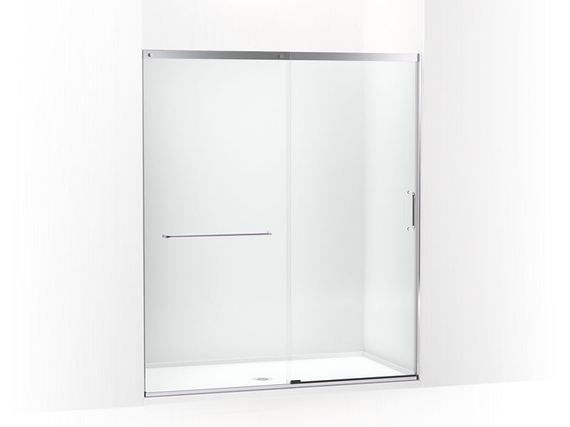 KOHLER K-707616-8L Elate Tall Sliding shower door, 75-1/2" H x 62-1/4 - 65-5/8" W, with heavy 5/16" thick Crystal Clear glass