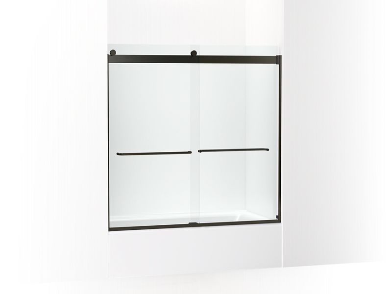 KOHLER K-706006-L Levity Sliding bath door, 59-3/4" H x 56-5/8 - 59-5/8" W, with 1/4" thick Crystal Clear glass