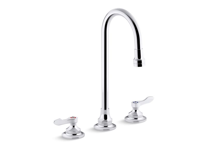 KOHLER K-800T70-4ANL Triton Bowe 0.5 gpm widespread bathroom sink faucet with laminar flow, gooseneck spout and lever handles, drain not included