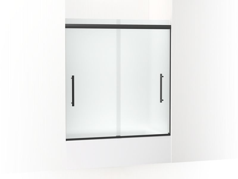 KOHLER K-707602-8D3 Pleat Frameless sliding bath door, 63-9/16" H x 54-5/8 - 59-5/8" W, with 5/16" thick Frosted glass