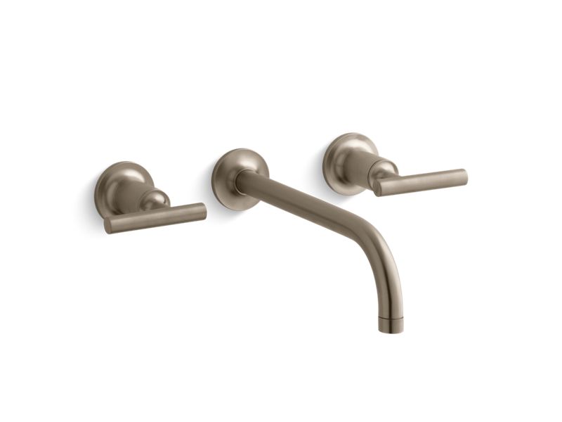 KOHLER K-T14414-4 Purist Widespread wall-mount bathroom sink faucet trim with lever handles, 1.2 gpm