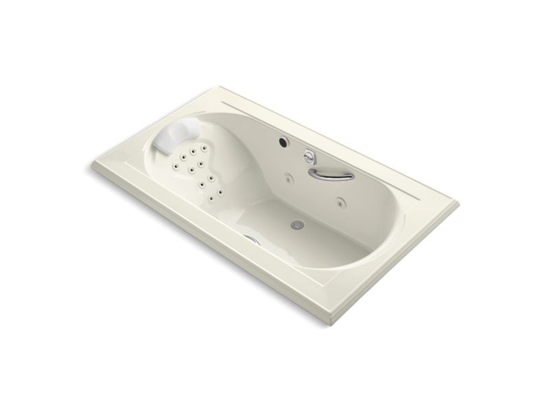 KOHLER K-1418-M Memoirs 72" x 42" drop-in whirlpool bath with massage package, center drain and heater