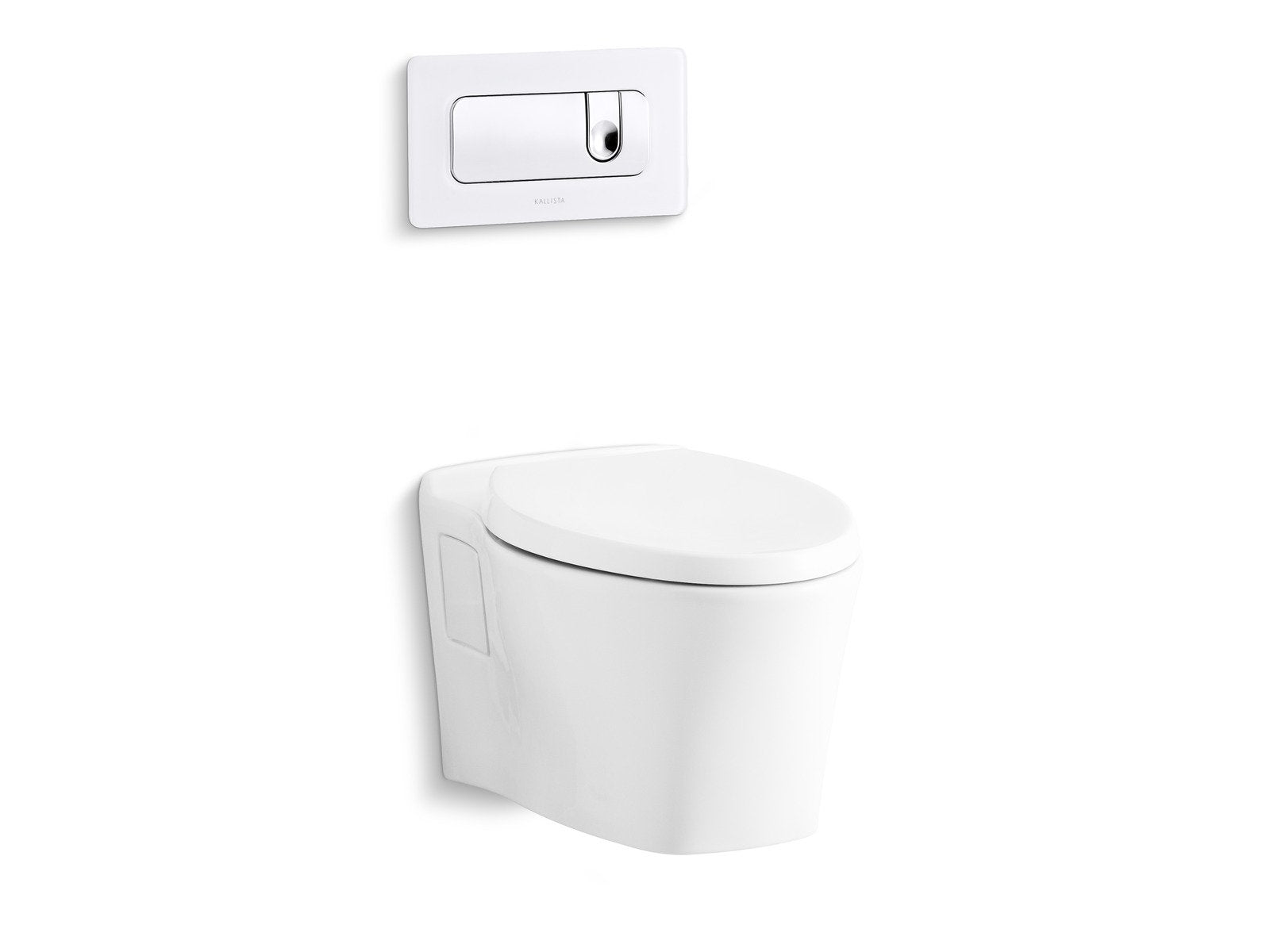 KALLISTA P70360-00-0 Pleo Wall-Mount Dual Flush Toilet, Less Seat and Flush Actuator in Stucco White