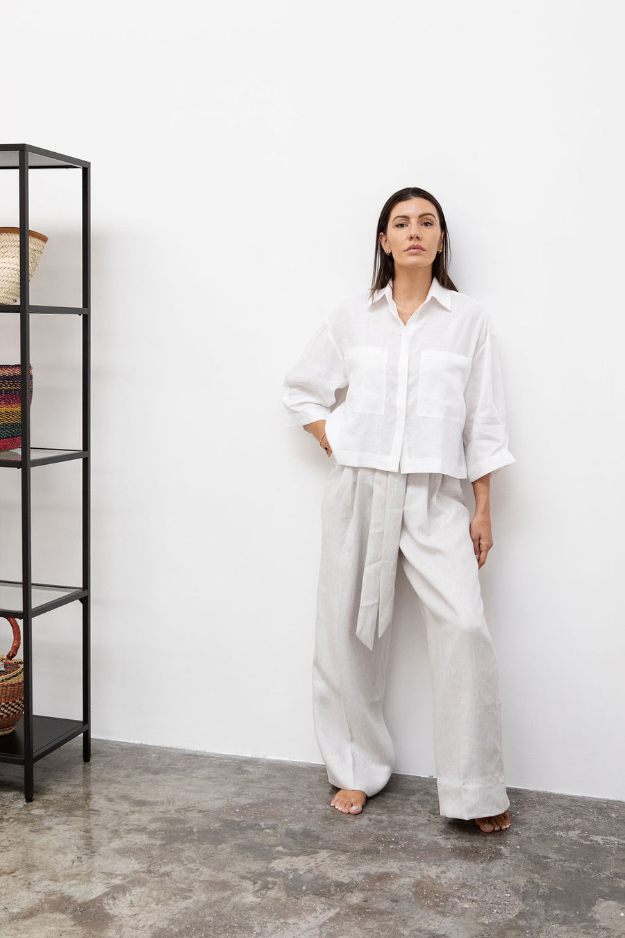 Audrey Shirt Linen White with pockets | EMILIA OHRTMANN