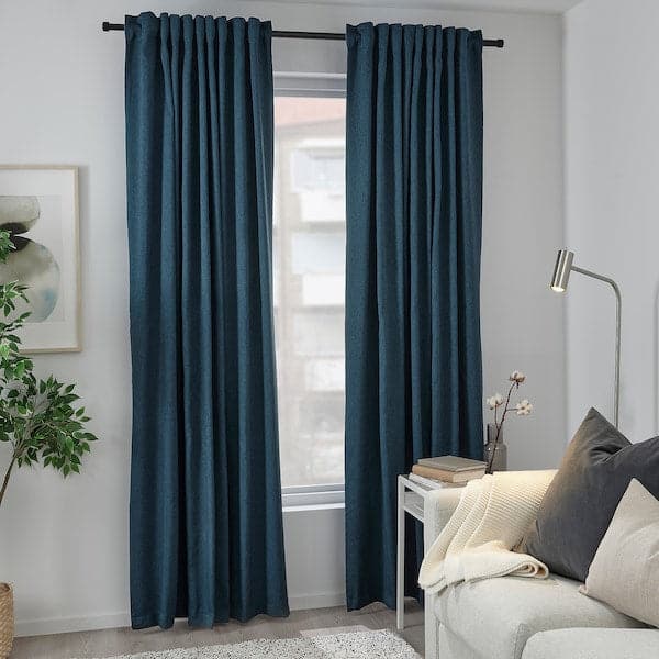 Blåhuva Blockout Curtains, 1 Pair Dark Blue 145X300 Cm