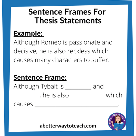 sentence frame for Romeo and Juliet