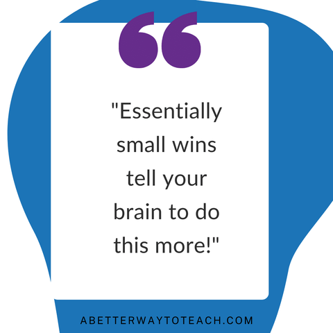 pull out quote that says "essentially small wins tell your brain to do this more!"