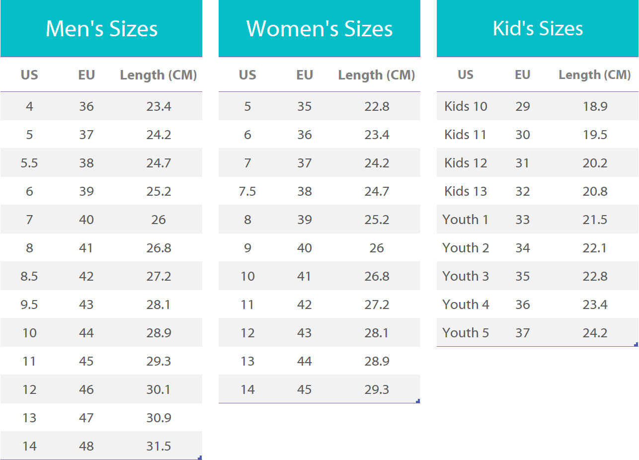 Shoe Size Chart