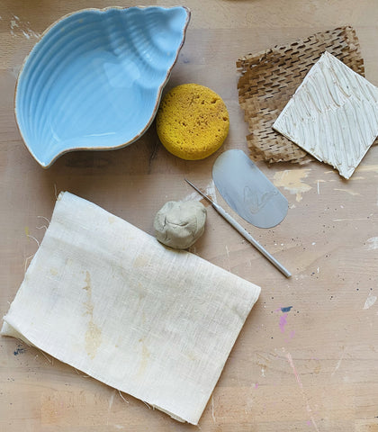 Tools used for applying texture to clay