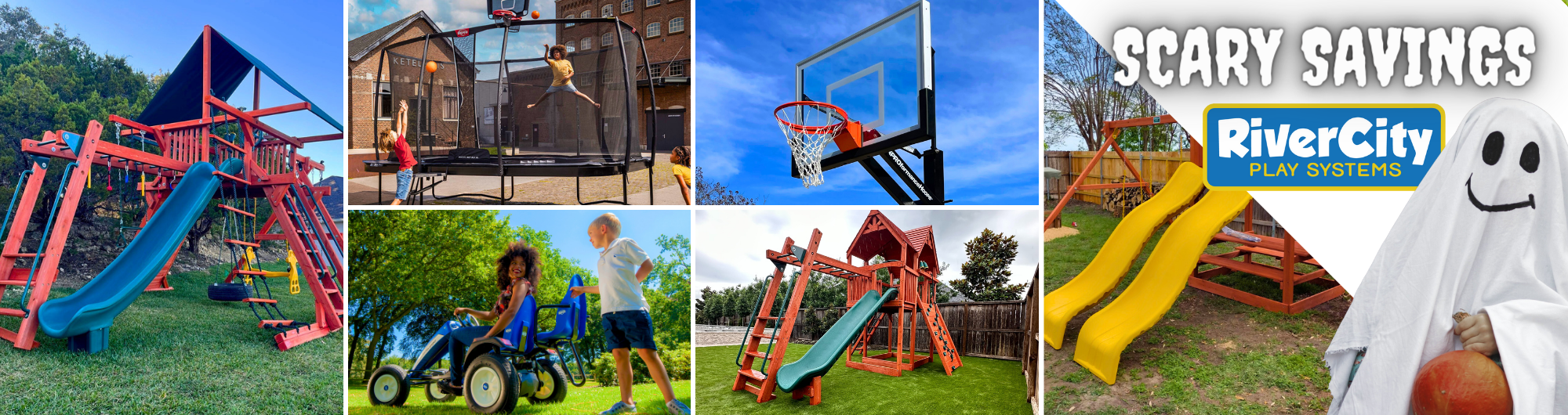 Scary Savings on Swing Sets, Playsets, Trampolines, Hoops, and more!