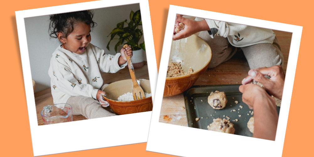 Josephine's daughter baking some plant-based cookies