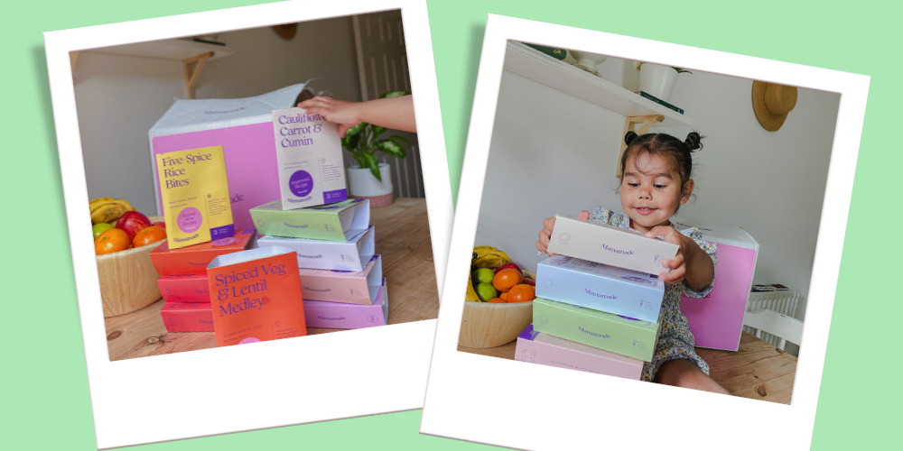 Josephine's daughter, Summer, stacking packs of Mamamade meals