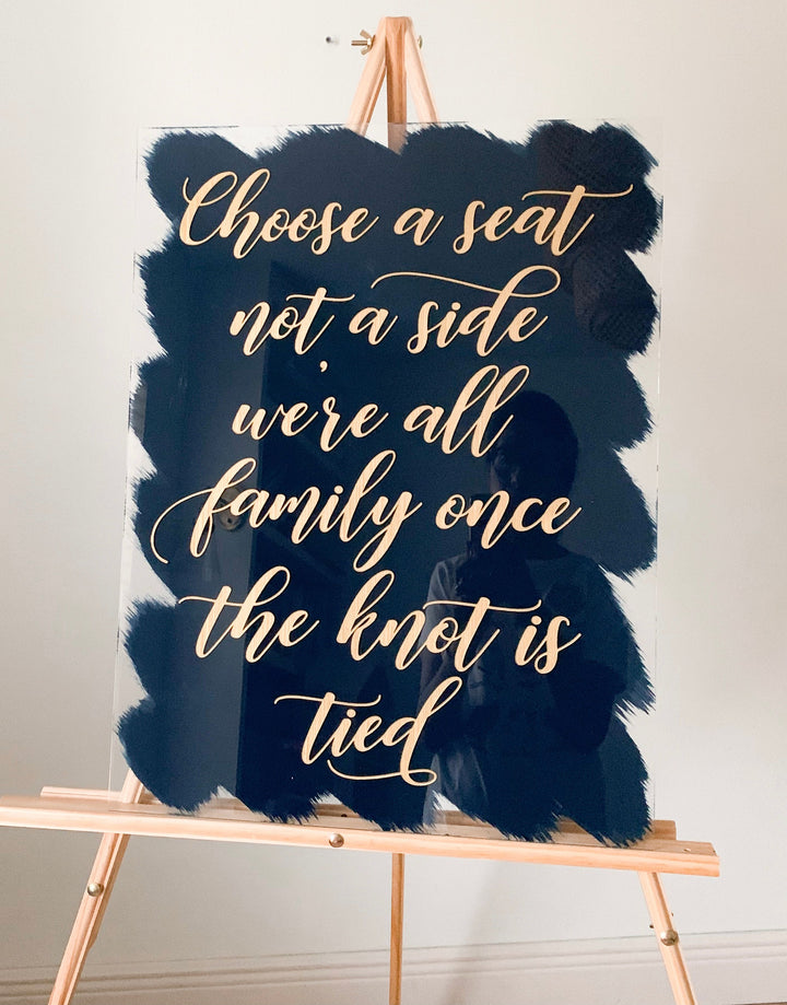 Pick a Seat Not A Side Unplugged Wedding Ceremony Sign – Rubi and Lib  Design Studio