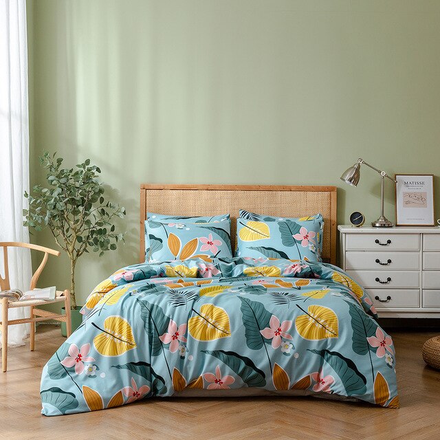 Printed Carton Pattern Microfiber Bedding Set Double Bed Twin Queen King Duvet Cover Set For Child