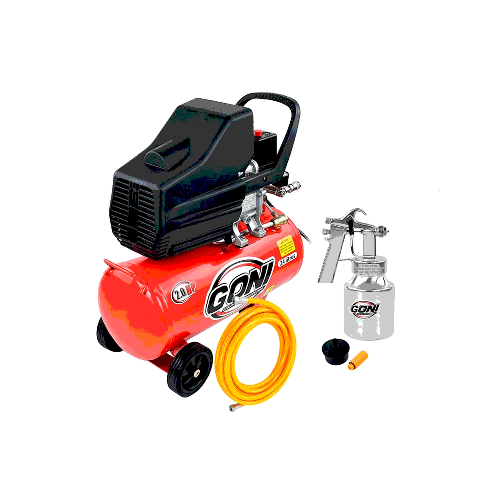 Kit Compresor Goni 930P 2 HP 24 L + Pistola + Manguera – FERREKUPER