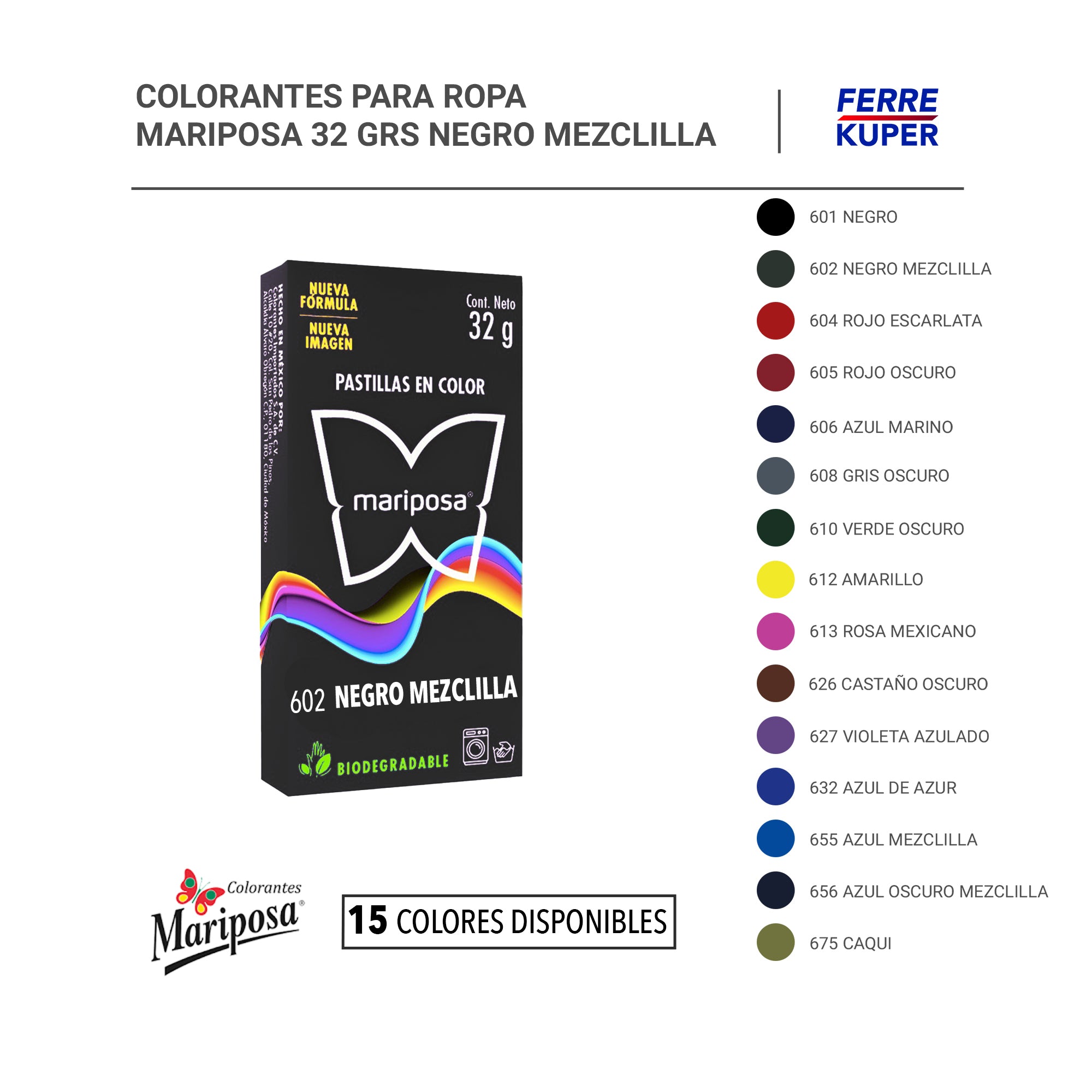 Colorantes para Ropa Mariposa 32 Grs – FERREKUPER