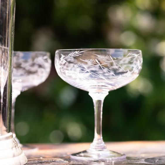 Etched Fern Crystal Wine Glasses- the Vintage List